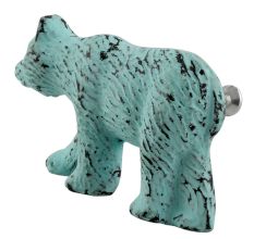 Antique Sage Green Bear Iron Dresser Knob